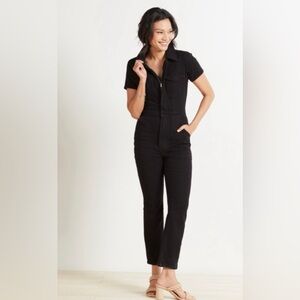 NWT GORGEOUS SLIMMING GOOD AMERICAN BLACK JEAN ROMPER PANTS size 2/MEDIUM